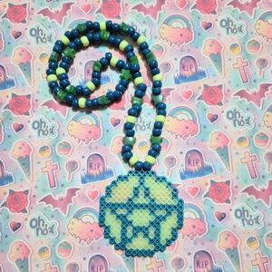 Glow In The Dark Pentagram Pentacle Witchy Kandi Necklace